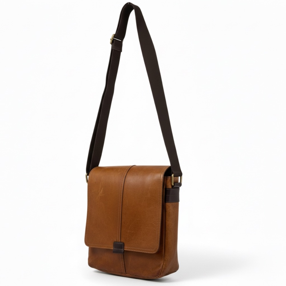Fossil Genuine Leather Crossbody Field Distressed Unisex Messenger Brown Bag